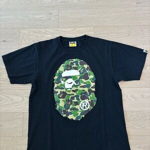 Bape Black Tee with Camo Ape Head